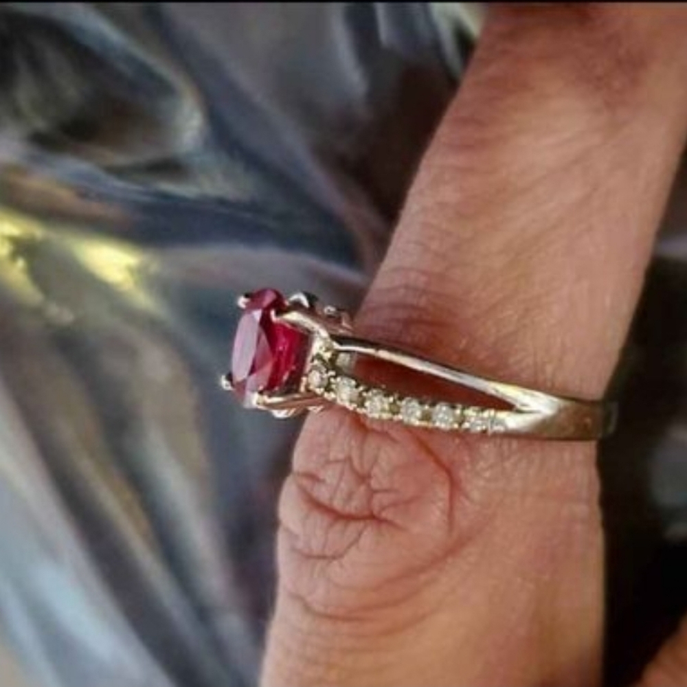Ruby Ring With Diamond Accents - image 4